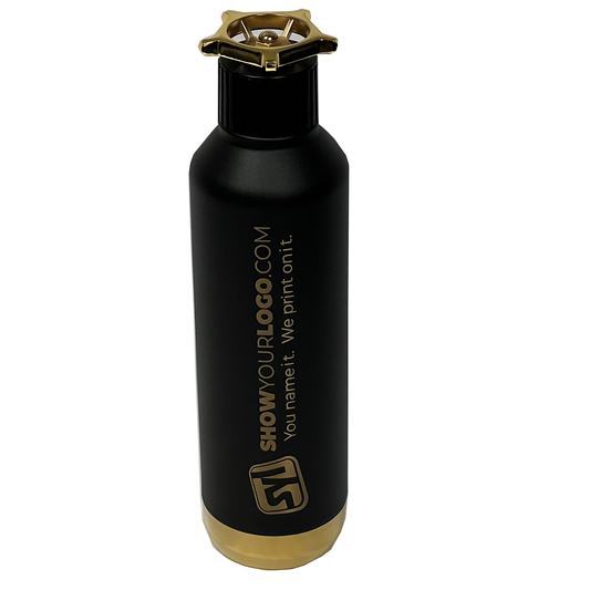 Drinkware: Double Wall Bottle Spiglo Black/Gold 750mL