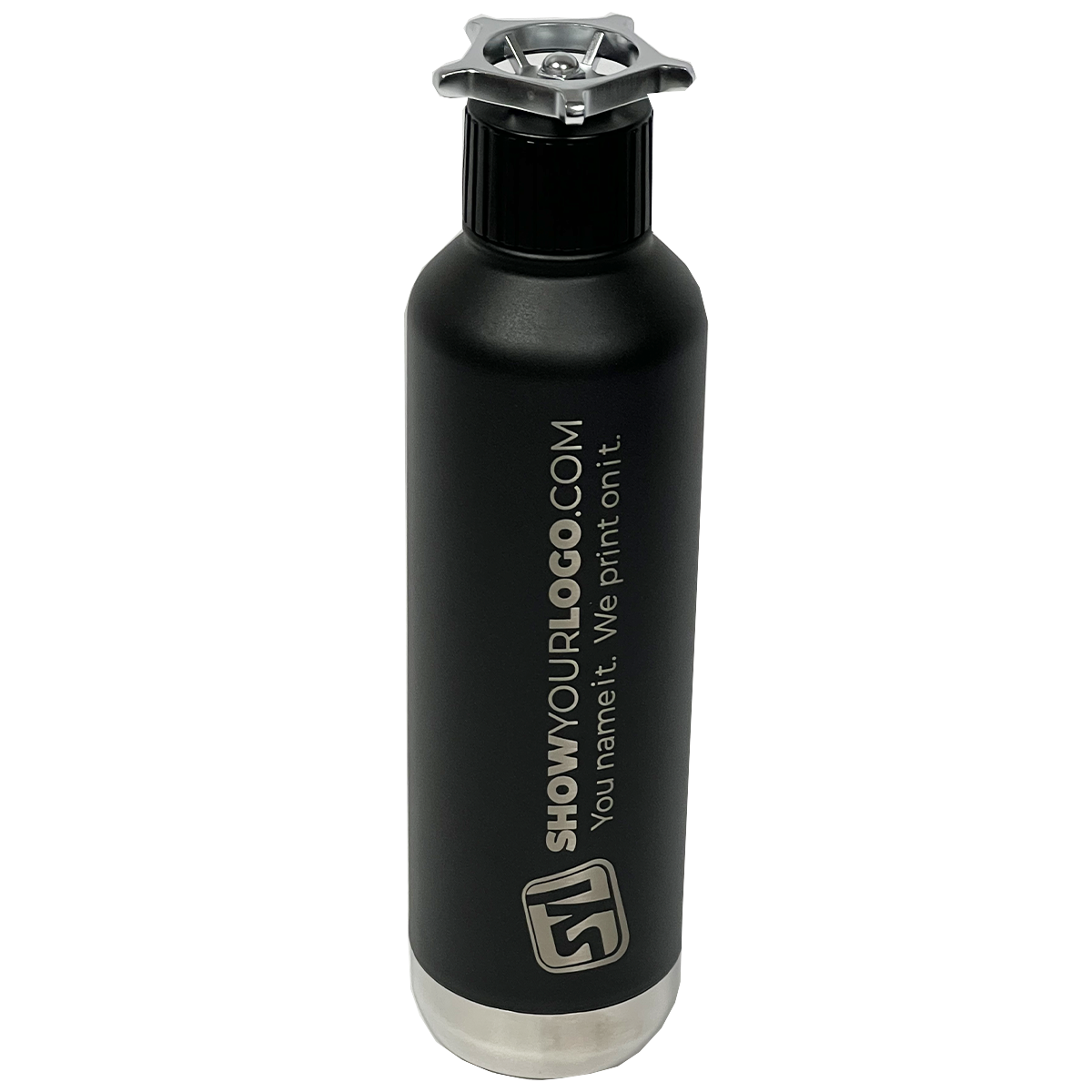 Drinkware: Double Wall Bottle Spiglo Black/Silver 750mL