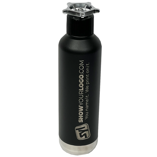 Drinkware: Double Wall Bottle Spiglo Black/Silver 750mL